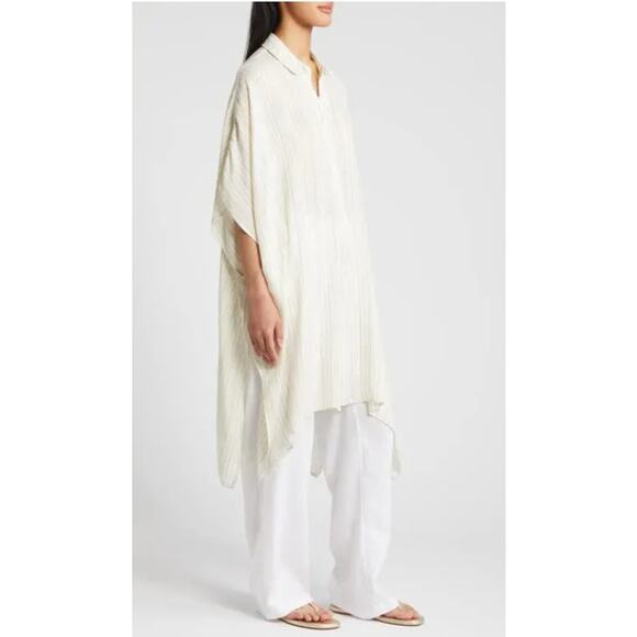 Nordstrom Stripe Handkerchief Hem Button-up Poncho Size‎ One Size - Picture 4 of 8